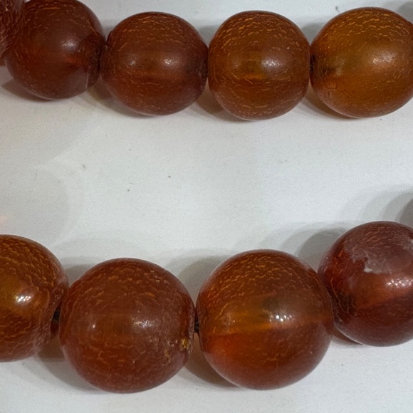 Vintage Amber Round Beads Necklace Sterling Clasp - Picture 3 of 14